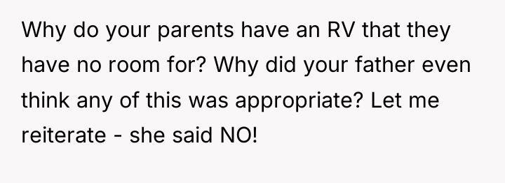 Why do your parents have an RV that they have...