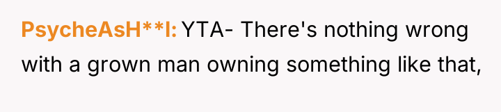 PsycheAsH**l YTA- There's nothing wrong with a grown man owning...