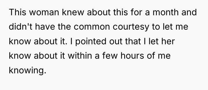 This woman knew about this for a month and didn't...
