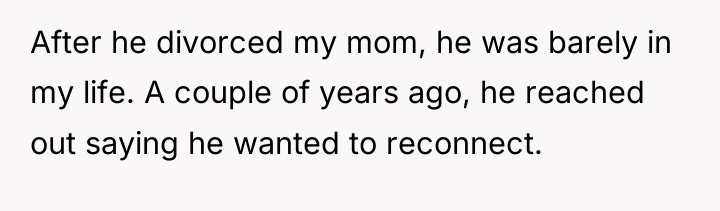 After he divorced my mom, he was barely in my...