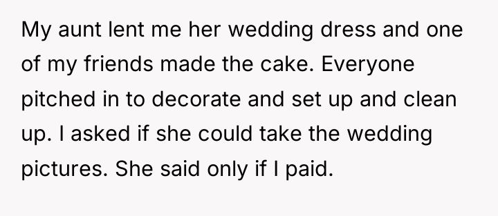 My aunt lent me her wedding dress and one of...
