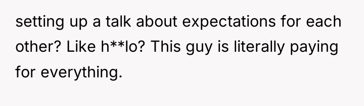 setting up a talk about expectations for each other? Like...