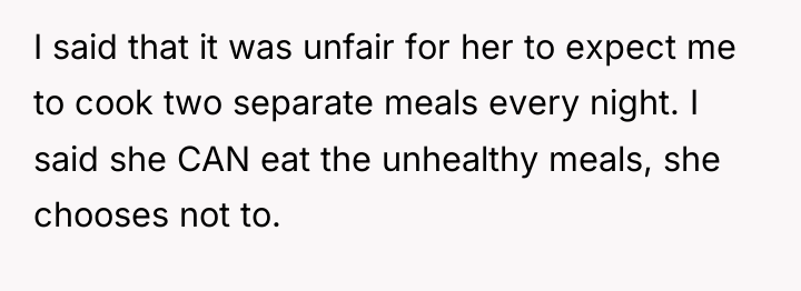 I said that it was unfair for her to expect...