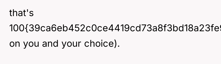 that's 100{39ca6eb452c0ce4419cd73a8f3bd18a23fe95ab4febb092bc2ab1b542eeea82f} on you and your choice).