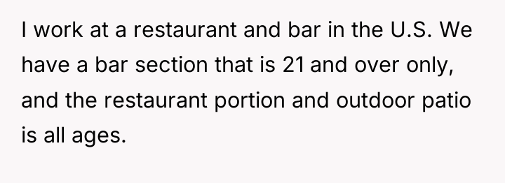 I work at a restaurant and bar in the U.S....