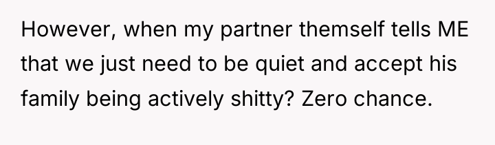 However, when my partner themself tells ME that we just...