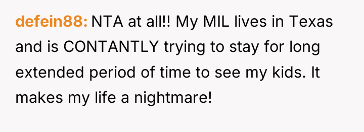 defein88 NTA at all!! My MIL lives in Texas and...