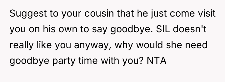 Suggest to your cousin that he just come visit you...