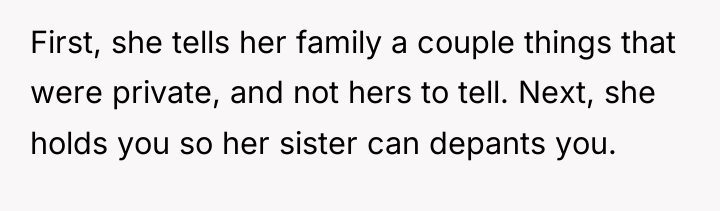 First, she tells her family a couple things that were...