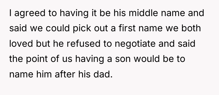 I agreed to having it be his middle name and...