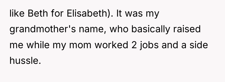 like Beth for Elisabeth). It was my grandmother's name, who...
