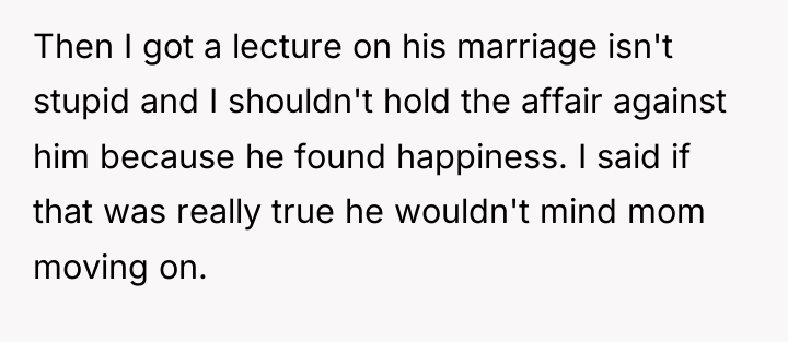 Then I got a lecture on his marriage isn't stupid...