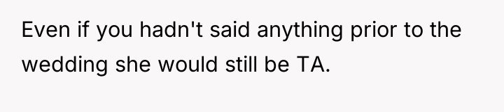 Even if you hadn't said anything prior to the wedding...
