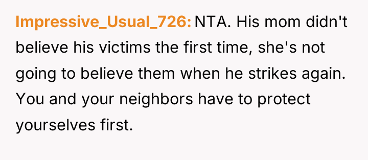 Impressive_Usual_726 NTA. His mom didn't believe his victims the first...