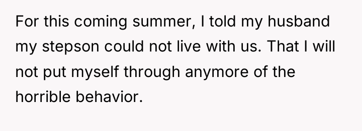 For this coming summer, I told my husband my stepson...