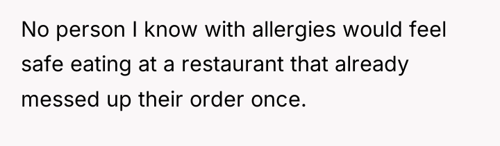 No person I know with allergies would feel safe eating...