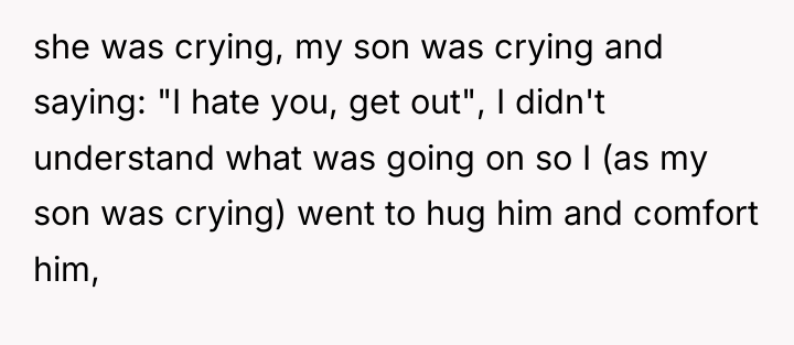she was crying, my son was crying and saying: "I...