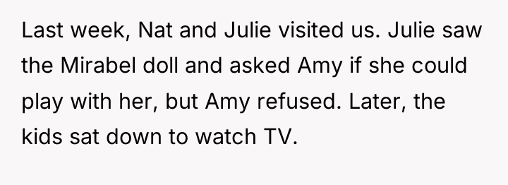 Last week, Nat and Julie visited us. Julie saw the...