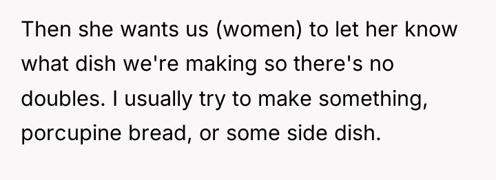 Then she wants us (women) to let her know what...