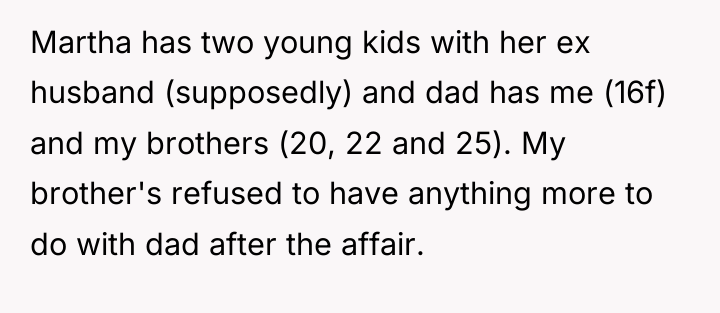 Martha has two young kids with her ex husband (supposedly)...