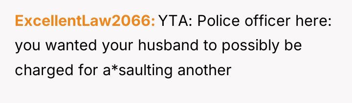 ExcellentLaw2066 YTA: Police officer here: you wanted your husband to...