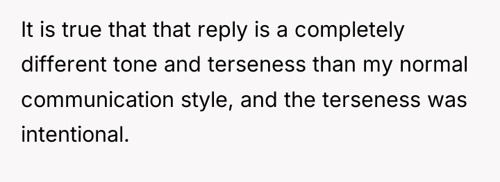 It is true that that reply is a completely different...