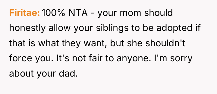 Firitae 100% NTA - your mom should honestly allow your...
