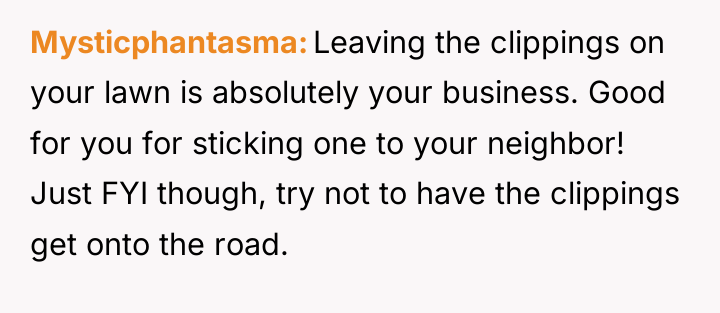 Mysticphantasma Leaving the clippings on your lawn is absolutely your...