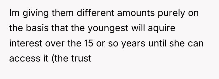Im giving them different amounts purely on the basis that...
