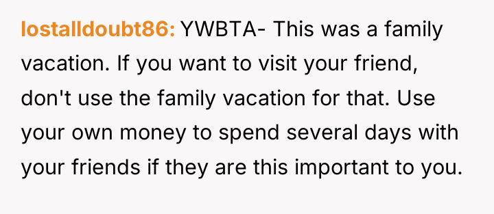 lostalldoubt86 YWBTA- This was a family vacation. If you want...