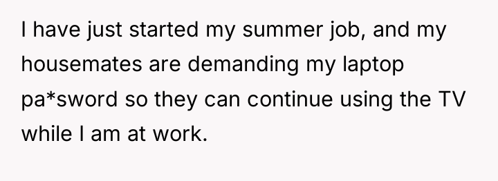 I have just started my summer job, and my housemates...