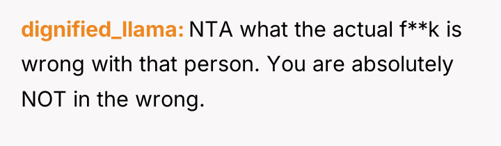 dignified_llama NTA what the actual f**k is wrong with that...