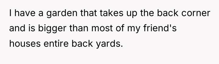 I have a garden that takes up the back corner...