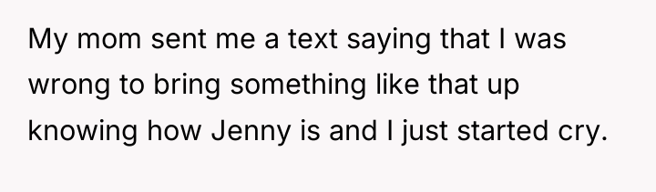 My mom sent me a text saying that I was...
