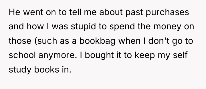 He went on to tell me about past purchases and...