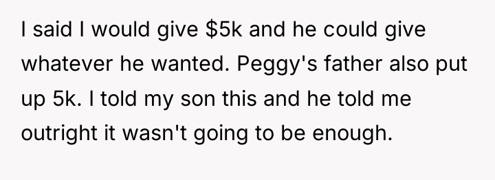 I said I would give $5k and he could give...