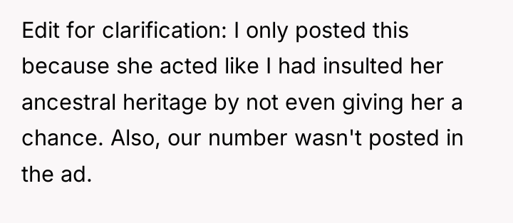 Edit for clarification: I only posted this because she acted...