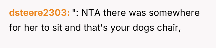 dsteere2303 ": NTA there was somewhere for her to sit...