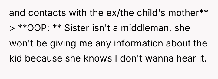 and contacts with the ex/the child's mother** > **OOP: **...