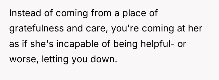 Instead of coming from a place of gratefulness and care,...