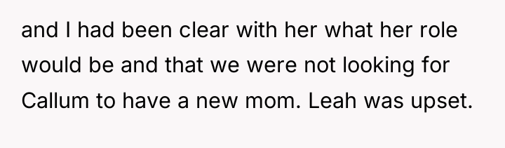 and I had been clear with her what her role...
