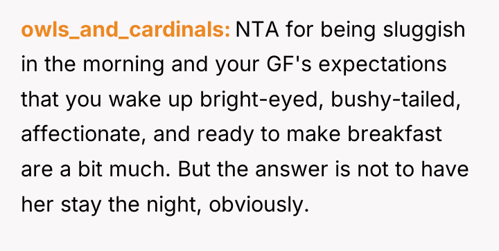 owls_and_cardinals NTA for being sluggish in the morning and your...