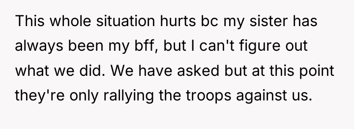 This whole situation hurts bc my sister has always been...