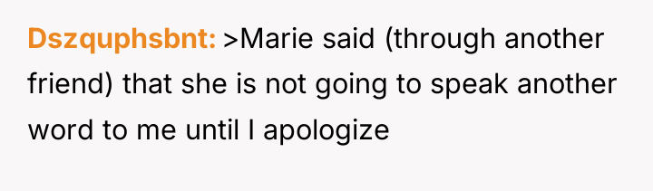 Dszquphsbnt >Marie said (through another friend) that she is not...