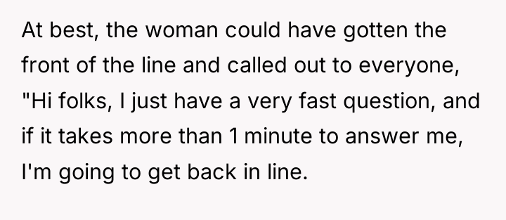 At best, the woman could have gotten the front of...