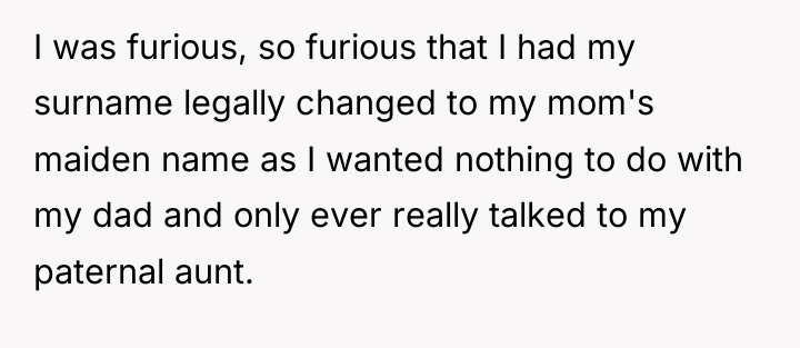 I was furious, so furious that I had my surname...