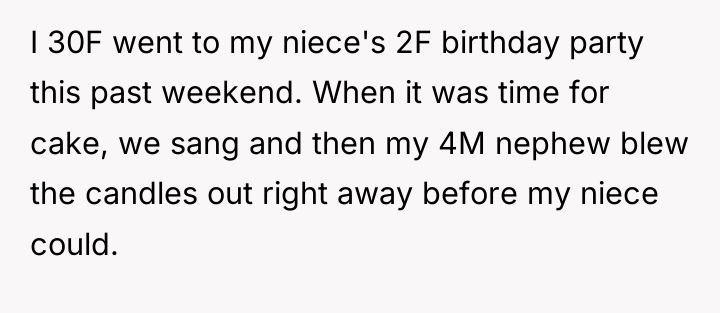 I 30F went to my niece's 2F birthday party this...
