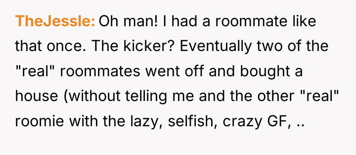 TheJessle Oh man! I had a roommate like that once....