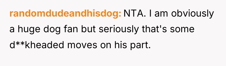 randomdudeandhisdog NTA. I am obviously a huge dog fan but...