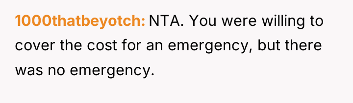 1000thatbeyotch NTA. You were willing to cover the cost for...